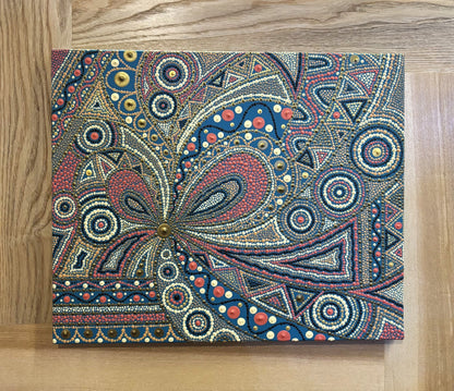 "Dentelle d'or et de corail" artwork with Frame by Caroline Pons